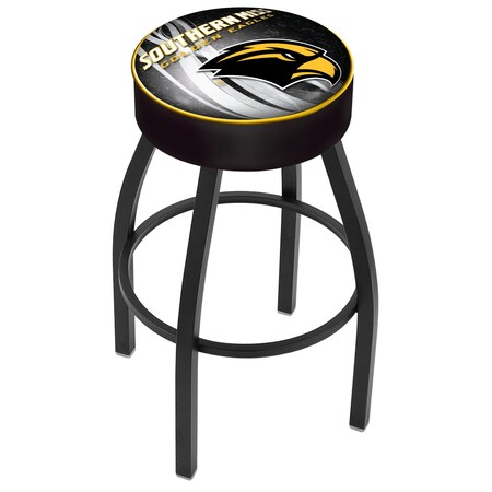 Holland Bar Stool Co 30" 4" Southern Miss Cushion Seat, Blk Wrinkle Base Swivel Bar Stool L8B130SouMis-D2